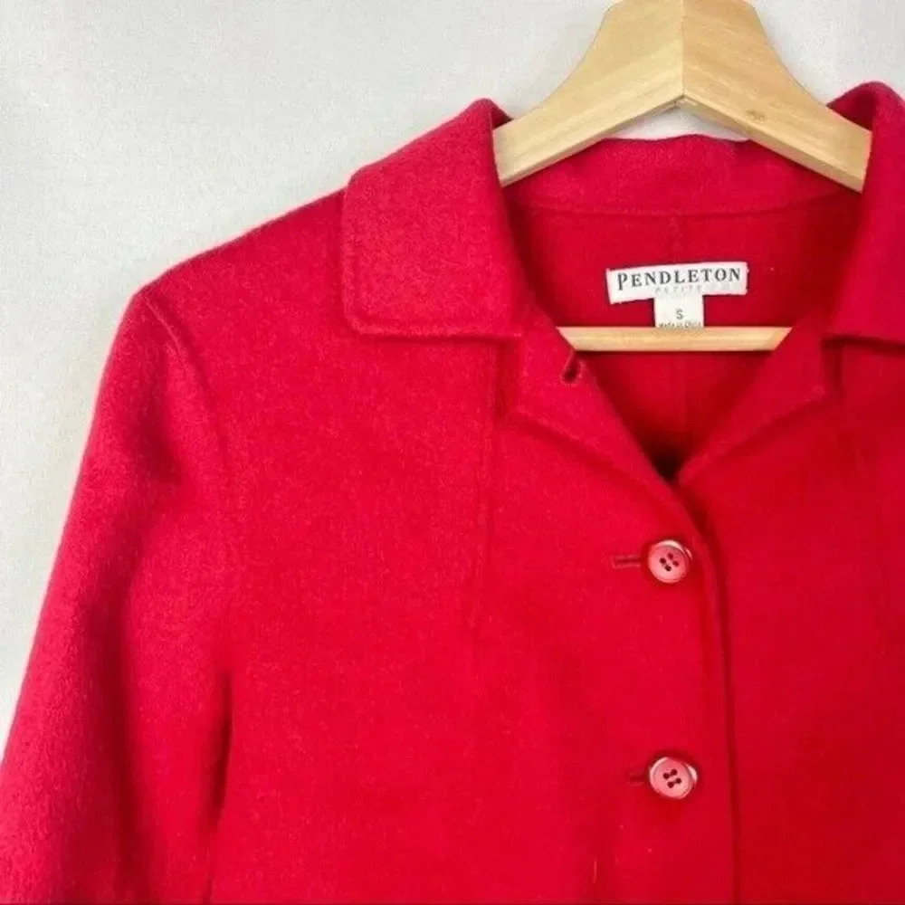 Pendleton Red Button Down Merino Wool Jacket S - image 3